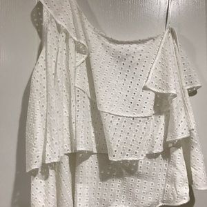 Banana Republic Top, Tiered, White, One Shoulder, Limited Edition, Sz L